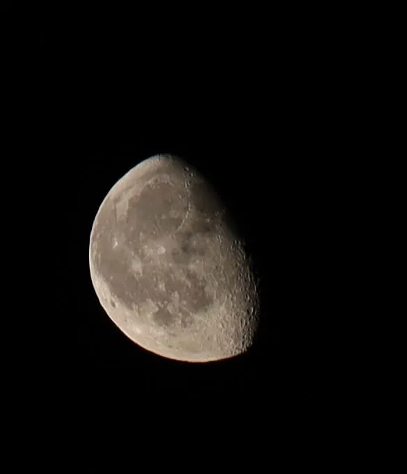 Dettaglio della luna nel cielo notturno.